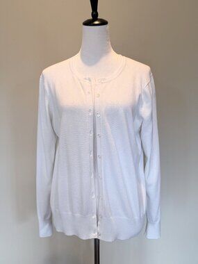 Charter Club Petite LP White Summer Cardigan Open Front Lightweight Work